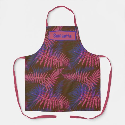 Tablier Feuilles tropicaux violet bleu (Recto)