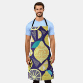 Tablier Feux de citrons : bleu foncé Motif brillant (Porté)