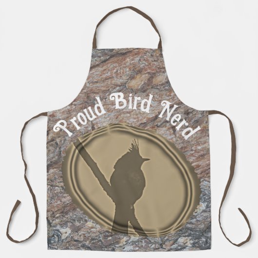 Tablier Fier Oiseau Nerd Silhouette Brown Bois Birder (Recto)