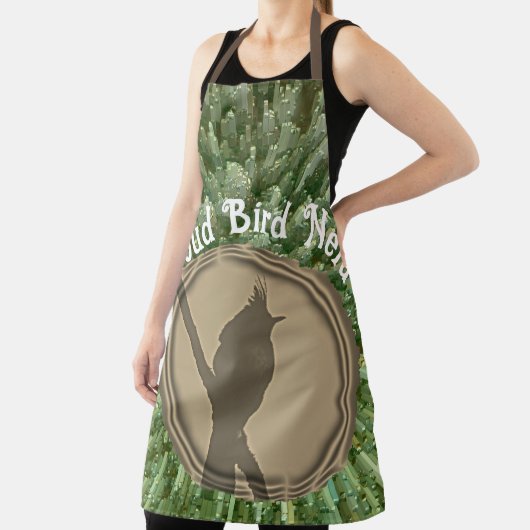 Tablier Fier Oiseau Nerd Silhouette Brown Oiseau vert (Insitu)