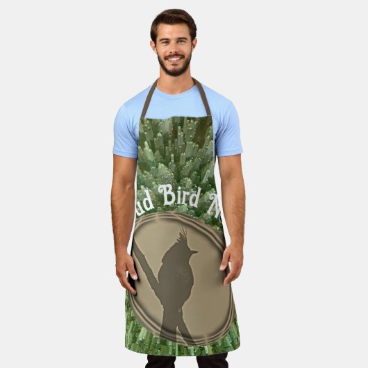 Tablier Fier Oiseau Nerd Silhouette Brown Oiseau vert (Porté)