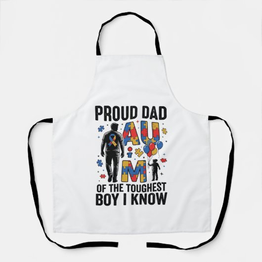 Tablier Fier papa Autisme Garçon le plus dur Design vector (Recto)
