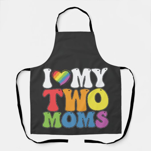 Tablier Fierté LGBT J'Aime Mes Deux Moms Soutien Lesbien G (Recto)