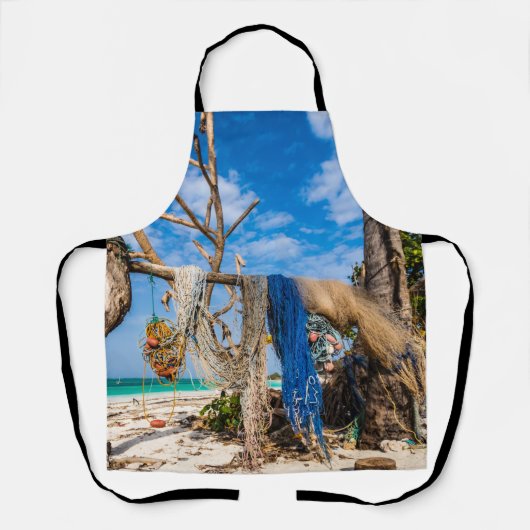 Tablier Filets de pêche séchant sur la plage (Recto)