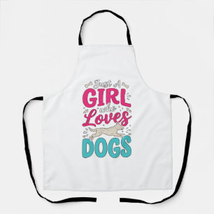 Tablier Fille aime les chiens Gravure vintage typographie