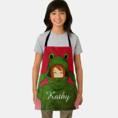 Tablier Fille avec grenouille verte Hoody Dessin Nom perso (Insitu)