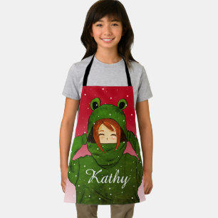 Tablier Fille avec grenouille verte Sweat - shirt à capuch