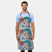 Tablier Fille Avec Rose Rouge Aquarelle Beret Turquoise Ap (Porté)