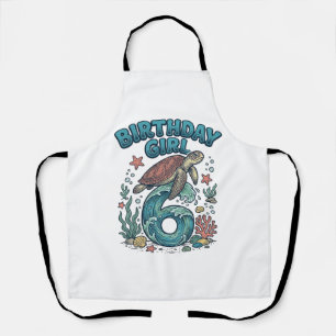 Tablier Fille d'anniversaire 6 Tortue de mer Conception de