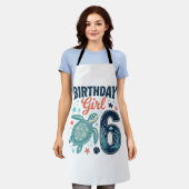 Tablier Fille d'anniversaire 6 Tortue de mer Conception ve (Porté)
