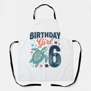 Tablier Fille d'anniversaire 6 Tortue de mer Conception ve