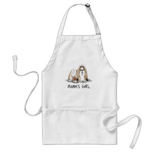 Tablier Fille de maman Chih Tzu (blanc tan) Chien Maman mi