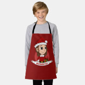 Tablier Fille de Noël aux cheveux bruns ondulés (Porté)