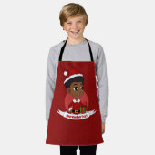 Tablier Fille de Noël avec un dessin animé afro (Porté)