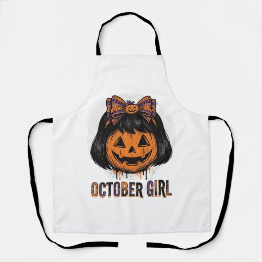 Tablier Fille d'octobre Citrouille Arc Halloween Vector De (Recto)