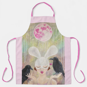 Tablier Fille lapin et Art fantaisiste de corbeaux