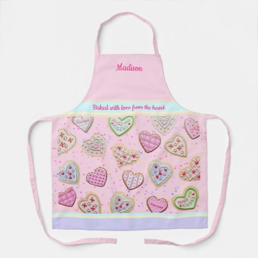 Tablier Fille mère Coeur personnalisé Cookies Pastel Apron (Recto)