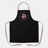 Tablier Fille moderne noir rose Nom Script Monogramme (Recto)