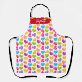 Tablier Fille moderne Vibrant Doodled Hearts Nom du Motif (Recto)