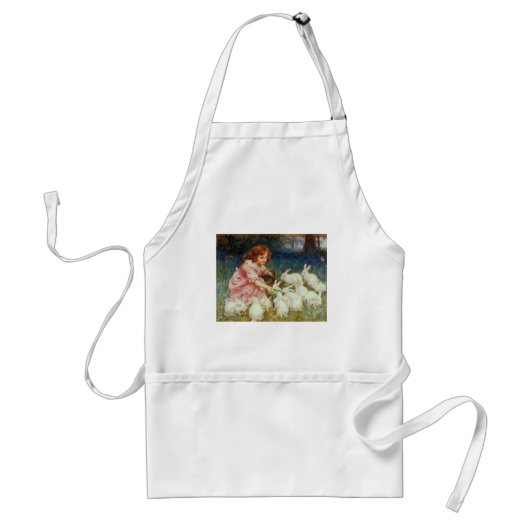 Tablier Fille nourrissant des lapins (Devant)