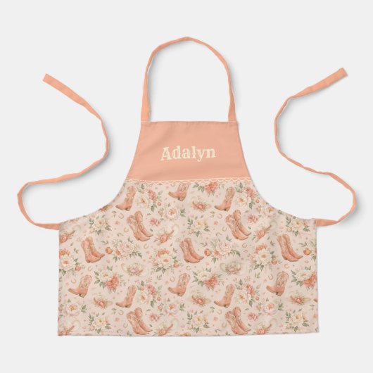 Tablier Fille Peach Western Coquette Shabby Chic Monogramm (Recto)