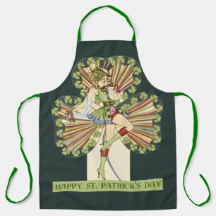 Tablier Fille pin-up de la Saint-Patrick vintage