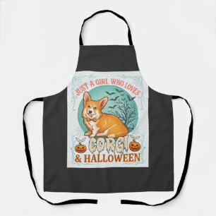 Tablier Fille qui aime les citrouilles d'Halloween Corgi C