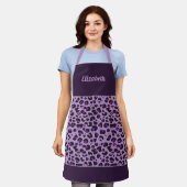 Tablier Fille tendance empreinte de léopard violette avec  (Porté)
