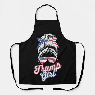 Tablier Fille Trump Bun Messy Vintage Drapeau USA Américai