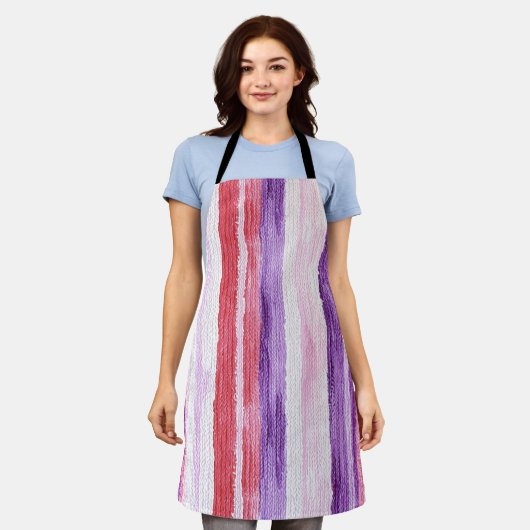 Tablier Fille violet rose rose rouge rayures Noël (Porté)