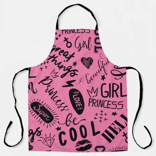 Tablier Filles Calligraphic : Motif de mode sans couture (Recto)