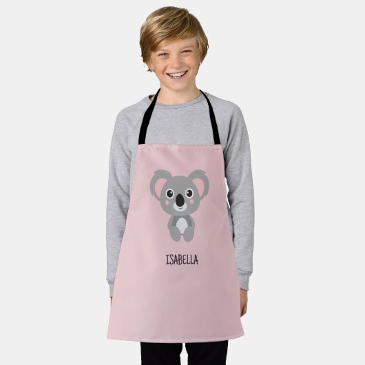 Tablier Filles Koala Rose Cute Personnalisées (Porté)