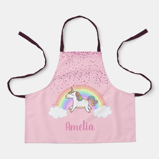 Tablier Filles mignonne rose Unicorne arc-en-ciel Enfants  (Recto)