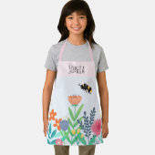Tablier Filles mignonnes abeille et fleurs avec nom Enfant (Insitu)