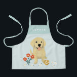 Tablier Filles mignonnes Chien Chien Chien Floral Enfants<br><div class="desc">Ce tablier pour enfants mignon et douillet est orné d'un adorable chiot de repérage doré,  avec des fleurs. Ce joli design floral bleu dispose également d'un endroit où vous pouvez ajouter le nom de votre fille. Le cadeau idéal pour les amateurs de chiens !</div>