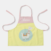Tablier Filles mignonnes Llama arc-en-ciel Nom personnalis (Recto)