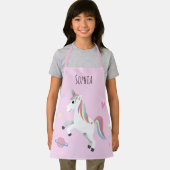 Tablier Filles mignonnes Pink Unicorne & Nom Enfants (Insitu)