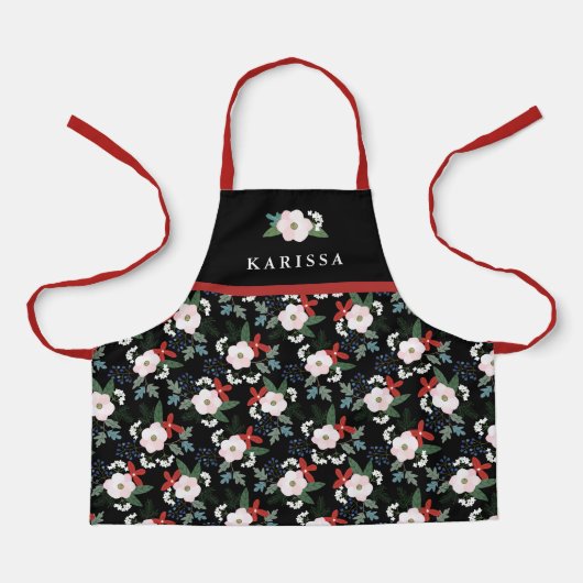 Tablier Filles Noël Floral Nom (Recto)