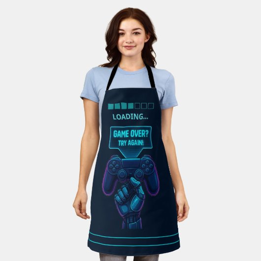 Tablier Fini ? Essayez à nouveau! Gamer Apron futuriste (Porté)