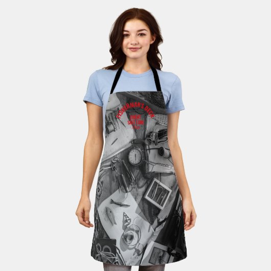 Tablier Fisherman’s Deck Black and White Apron (Porté)
