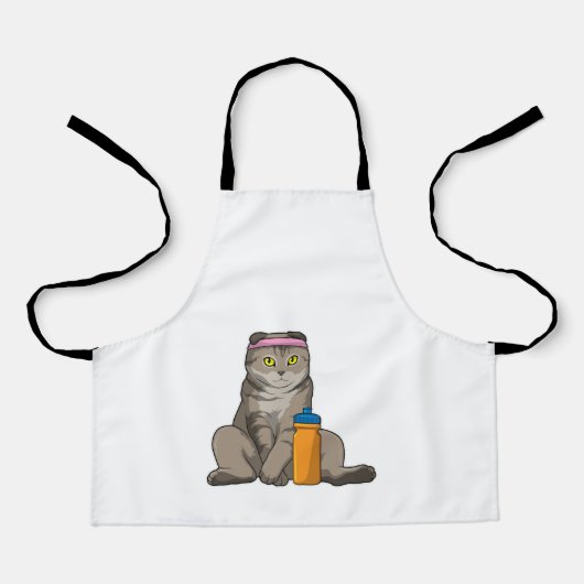 Tablier Fitness Chat Boire de la tasse (Recto)