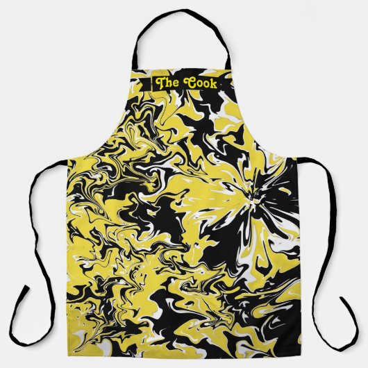 Tablier Flacons de noir, blanc et jaune (Recto)