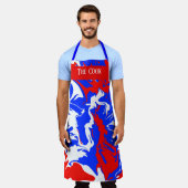 Tablier Flacons de rouge, blanc et bleu (Porté)