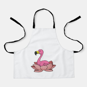 Tablier Flamant rose à fleur de Lotus