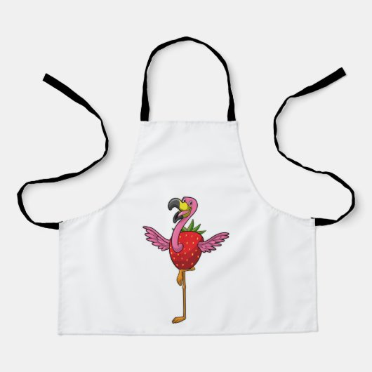 Tablier Flamant rose aux fraises (Recto)