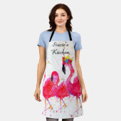 Tablier Flamant rose blanc et coloré rose (Porté)