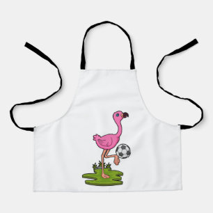 Tablier Flamant rose comme joueur de football avec ballon 