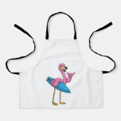 Tablier Flamant rose comme Surfer avec Surfboard (Recto)