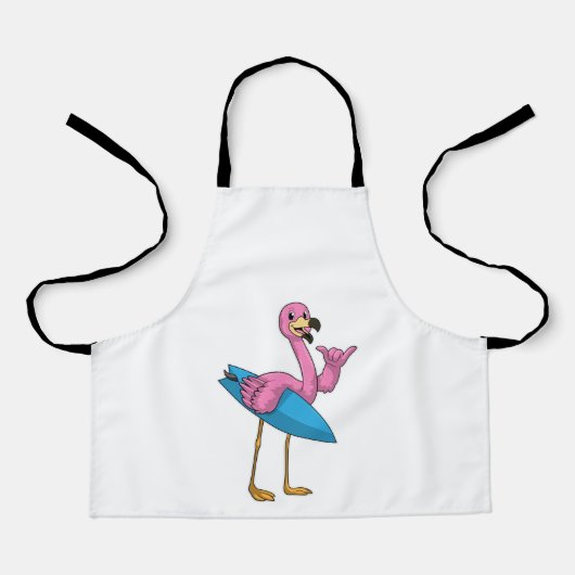 Tablier Flamant rose comme Surfer avec Surfboard (Recto)