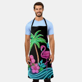 Tablier Flamant rose de néon tropical (Porté)